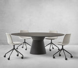 Table Essens piétement Ø50cm & plateau rond Ø120cm — PE1 noir + MDF noir