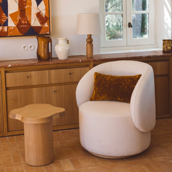 Fauteuil AUGUSTE Naturel — Bouclette crème