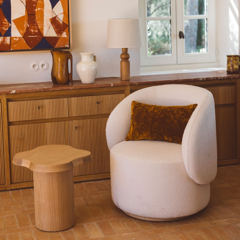 Fauteuil AUGUSTE Naturel — Bouclette crème