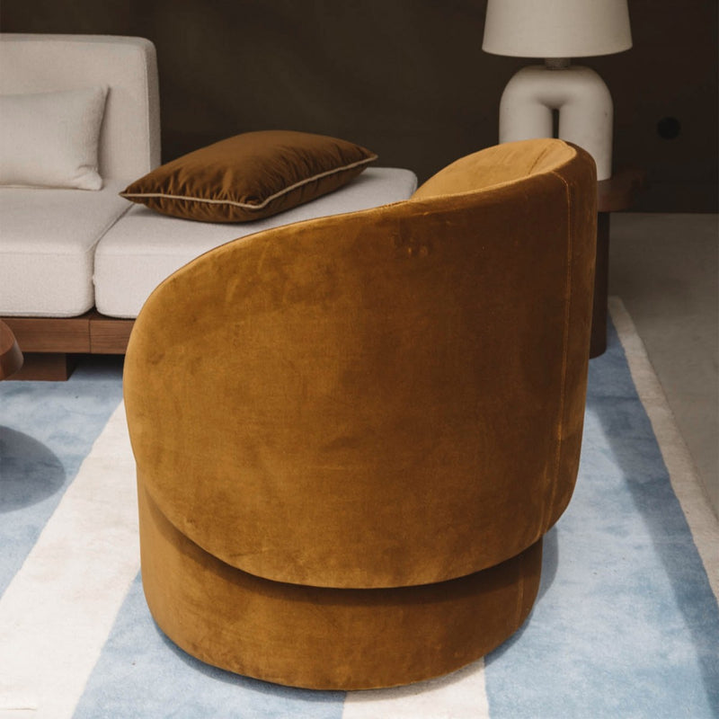 Fauteuil AUGUSTE Noyer — Velours Ocre