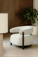 Fauteuil Jolie - Marron Bois Foncé / Chenille Beige Crème