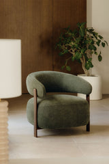 Fauteuil Jolie - Marron Bois Foncé / Chenille Vert Sauge