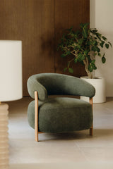 Fauteuil Jolie - Marron Bois / Chenille Vert Sauge