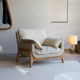 Fauteuil Woodnest en chêne massif et tissu lin