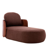Chaise longue MOCHI — Cuir et tissu marron