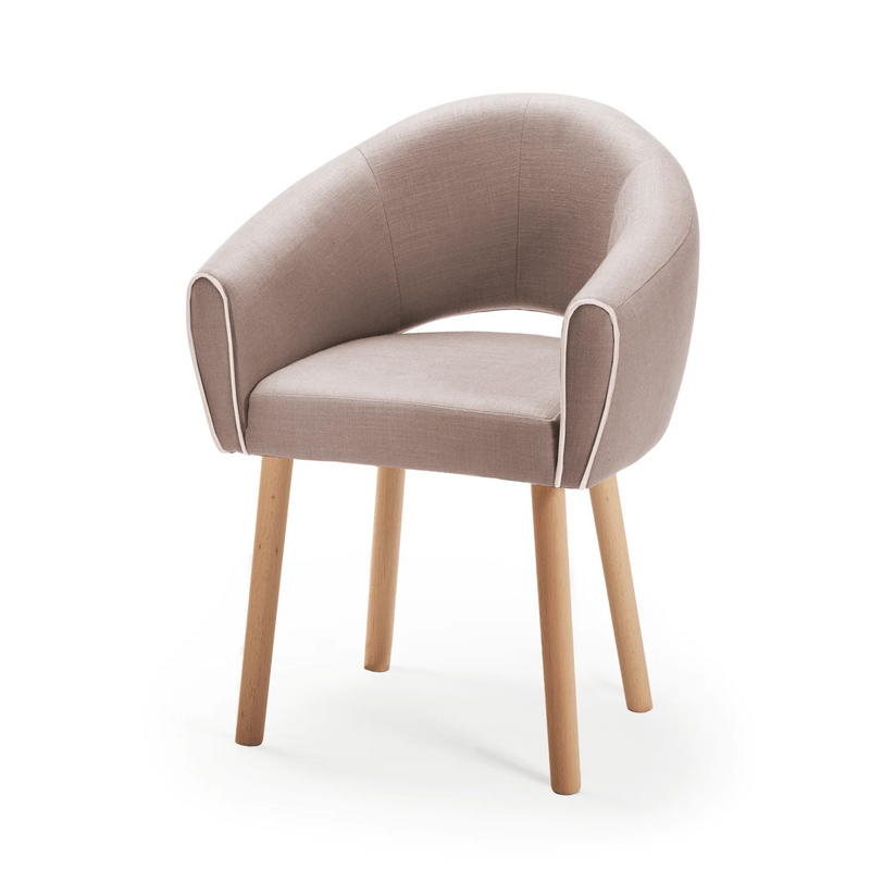Chaise Grace — hue twilight, smooth easy clean shell piping, natural oak feet (new feet model)