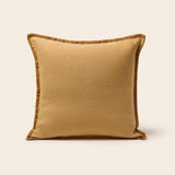 Housse de coussin Nino Madura lin lavé jaune indien feston 50x50 cm - vue principale