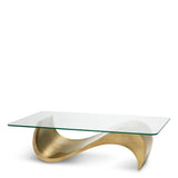 Table basse Chambertin Eichholtz verre plateau laiton vintage base - vue principale