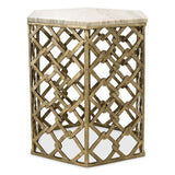 Table d'appoint Stratham Eichholtz marbre top laiton antique base - vue principale