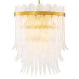 Lustre Erika L Eichholtz Corey Damen Jenkins laiton antique plumes verre - vue principale