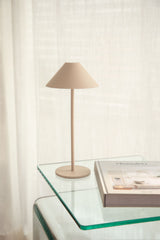 Lampe de table LED sans fil en fer Nebida Beige Lin