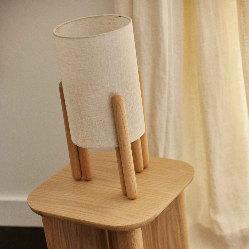 Lampe de table COLETTE S — Frêne naturel & Blanc