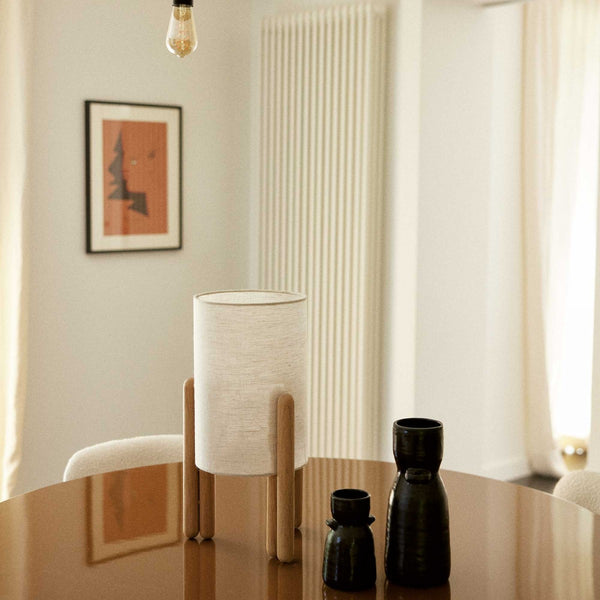 Lampe de table COLETTE S — Frêne naturel & Blanc