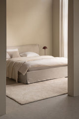 Lit coffre Lorea chenille blanc cassé 160 x 200 cm