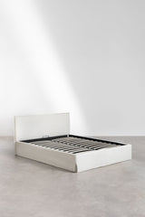 Lit coffre Lorea chenille blanc cassé 160 x 200 cm