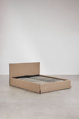 Lit coffre Lorea bouclé brun blé 160 x 200 cm