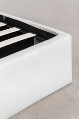 Lit coffre Lorea chenille blanc cassé 140 x 190 cm
