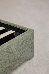 Lit coffre Lorea chenille vert sauge 160 x 200 cm