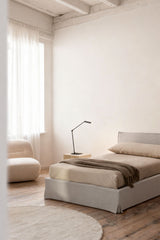 Lit coffre Lorea chenille blanc cassé 90 x 190 cm