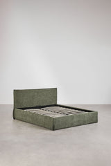 Lit coffre Lorea chenille vert sauge 160 x 200 cm