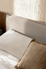 Lit coffre Lorea chenille blanc cassé 200 x 200 cm