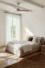 Lit coffre Lorea chenille blanc cassé 135 x 190 cm