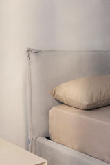 Lit coffre Lorea chenille blanc cassé 90 x 190 cm