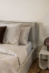 Lit coffre Lorea chenille blanc cassé 135 x 190 cm