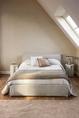 Lit coffre Lorea chenille blanc cassé 140 x 190 cm