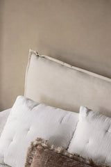 Lit coffre Lorea chenille blanc cassé 140 x 190 cm