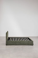 Lit coffre Lorea chenille vert sauge 160 x 200 cm