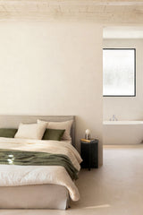 Lit coffre Lorea chenille blanc cassé 180 x 200 cm