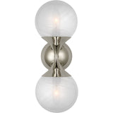 Applique double Cristol finition nickel poli avec globes en verre strié