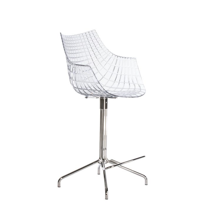 Chaise de bar Meridiana — Transparent, chrome