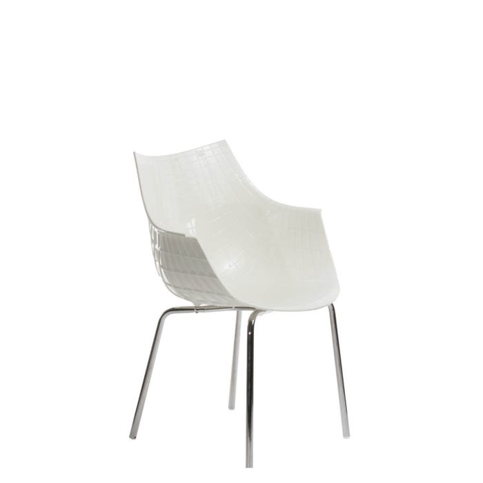 Chaise Meridiana métal — White, chrome/chrome