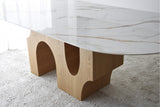 Table à manger Petra — Naturel, blanc, ocre