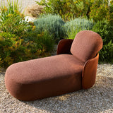 Chaise longue MOCHI — Cuir et tissu marron