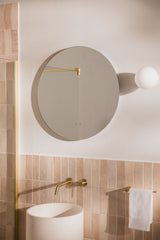 Miroir mural rond Riben Ø70 cm pour salle de bain avec lumière LED intégrée et système anti-buée