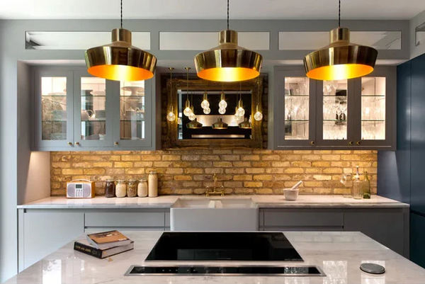 Suspension moderne Elegance (3m câble) — Laiton poli