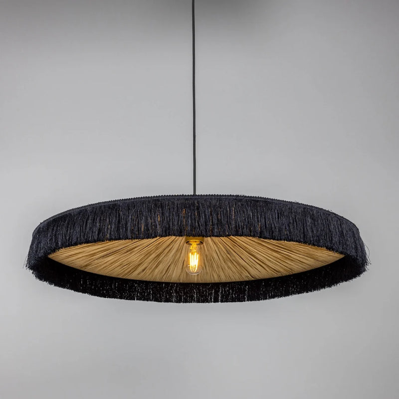 Suspension Syracuse 78cm Raphia — Noir