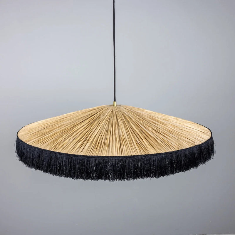 Suspension Syracuse 78cm Raphia — Noir