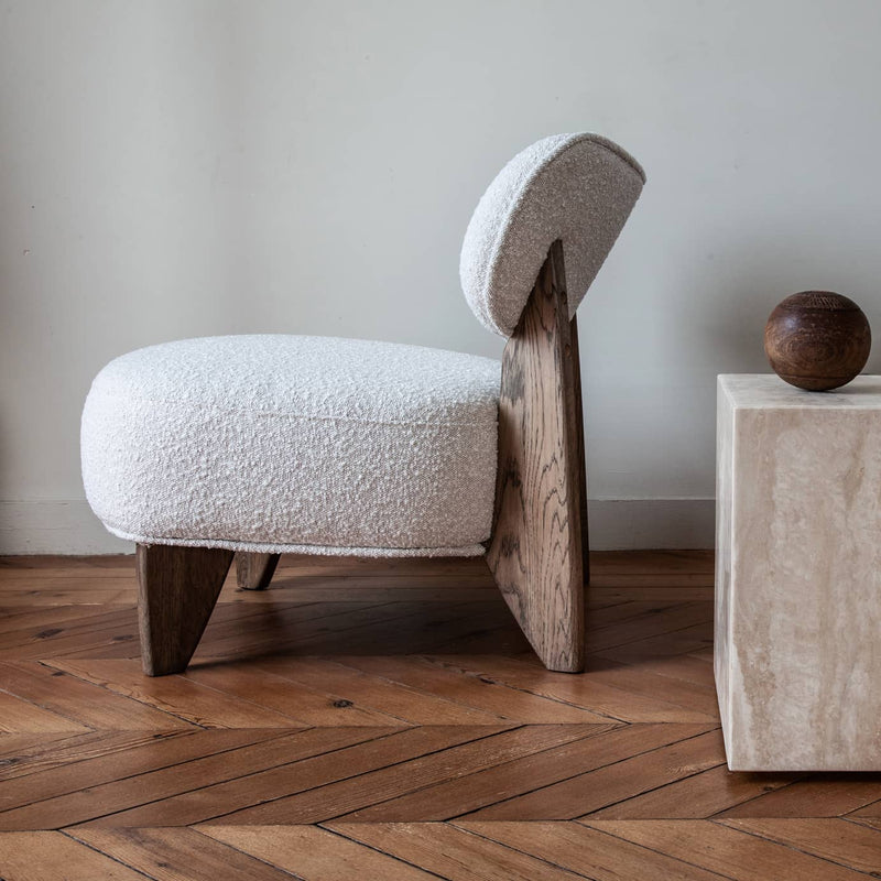 Fauteuil Nicolo Chêne fumé — Tissu bouclé Nata