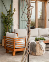 Fauteuil d'extérieur Strauss — Teck & Oléfine Naturel