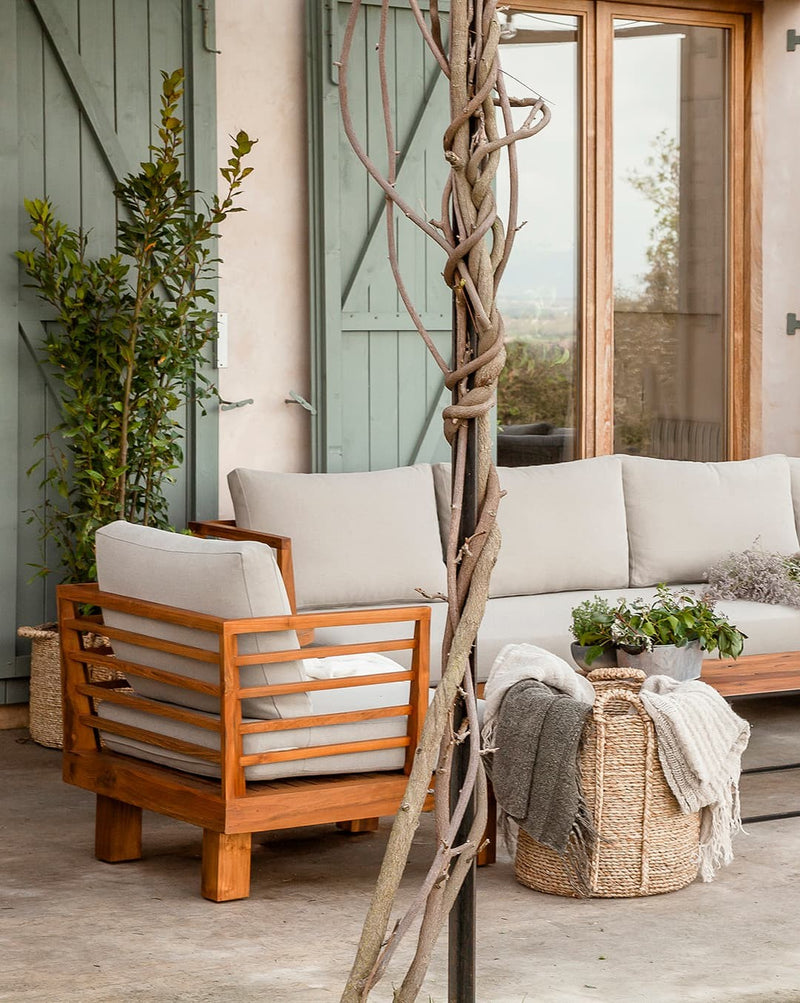 Fauteuil d'extérieur Strauss — Teck & Oléfine Naturel