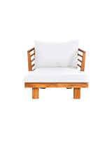 Fauteuil d'extérieur Strauss — Teck & Oléfine Blanc