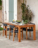 Chaise d'extérieur Cora Naturel — Teck & corde noir