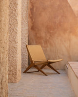 Chaise longue d'extérieur Lawit — Teck naturel
