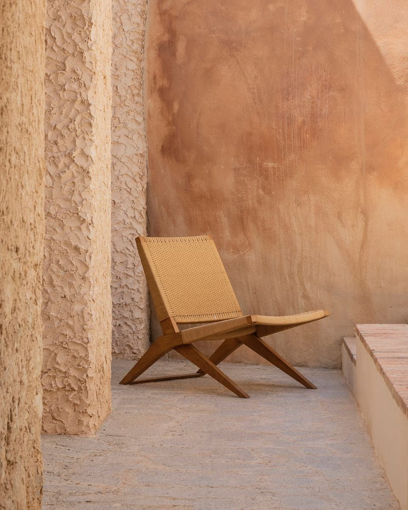 Chaise longue d'extérieur Lawit — Teck naturel