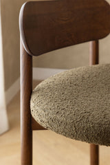 Chaises Bianca chêne foncé bouclé vert sauge (lot de 4)