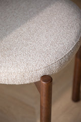 Chaises Bianca chêne foncé bouclé beige crème (lot de 4)